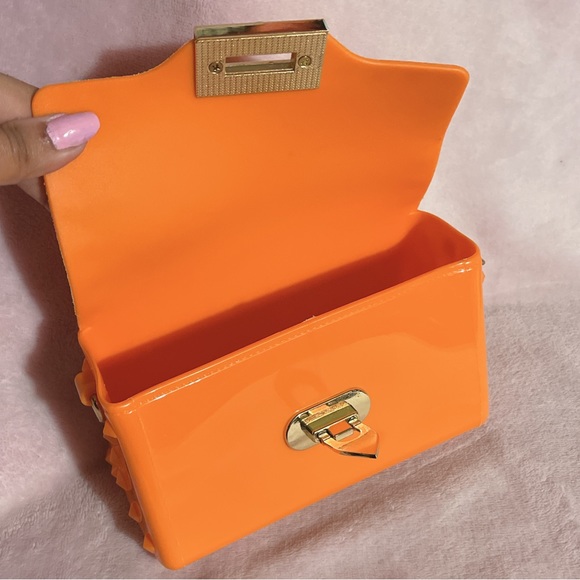 🎉HP!🎉 Orange Jelly Studded Crossbody Bag — NWOT - Picture 6 of 13